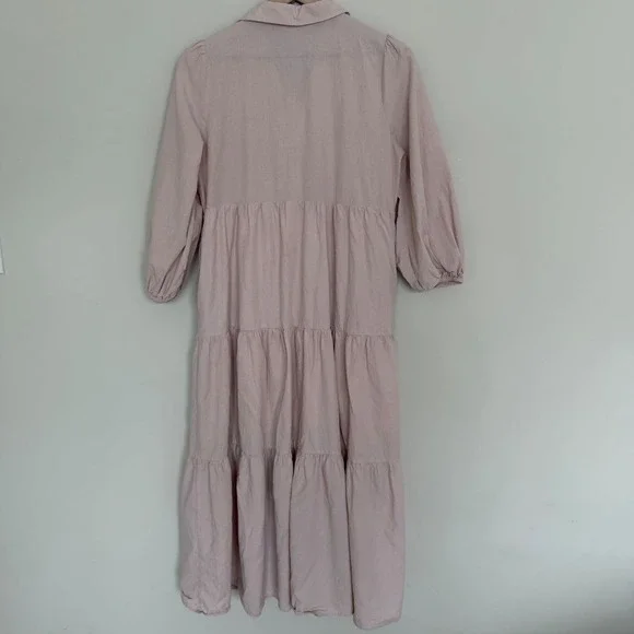 Pomander Place Tuckernuck Mabel Cotton Tiered Maxi Dress in Sandstone M Pockets - Picture 5 of 12